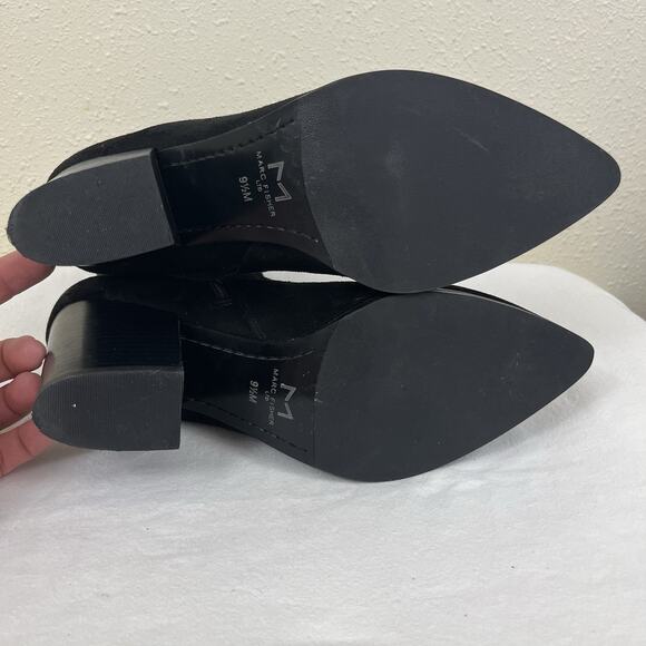 Marc Fisher Avalyn Vegan Suede Stacked Heel Booties Size 9.5 Black - Picture 4 of 5